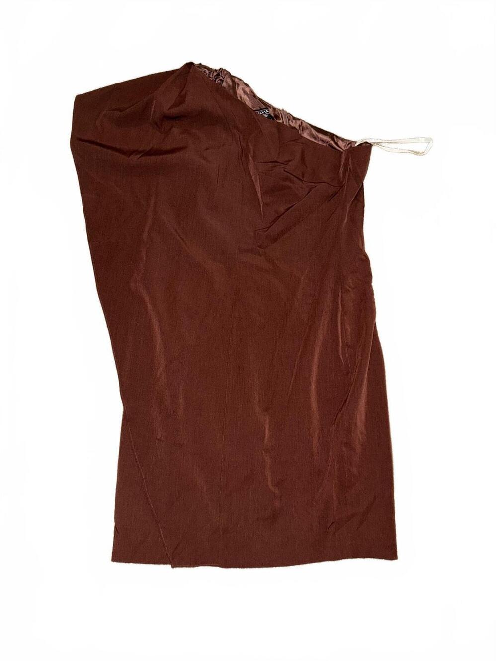 Vintage Stacy Adam Womens brown one shoulder Mini Dress Size 10